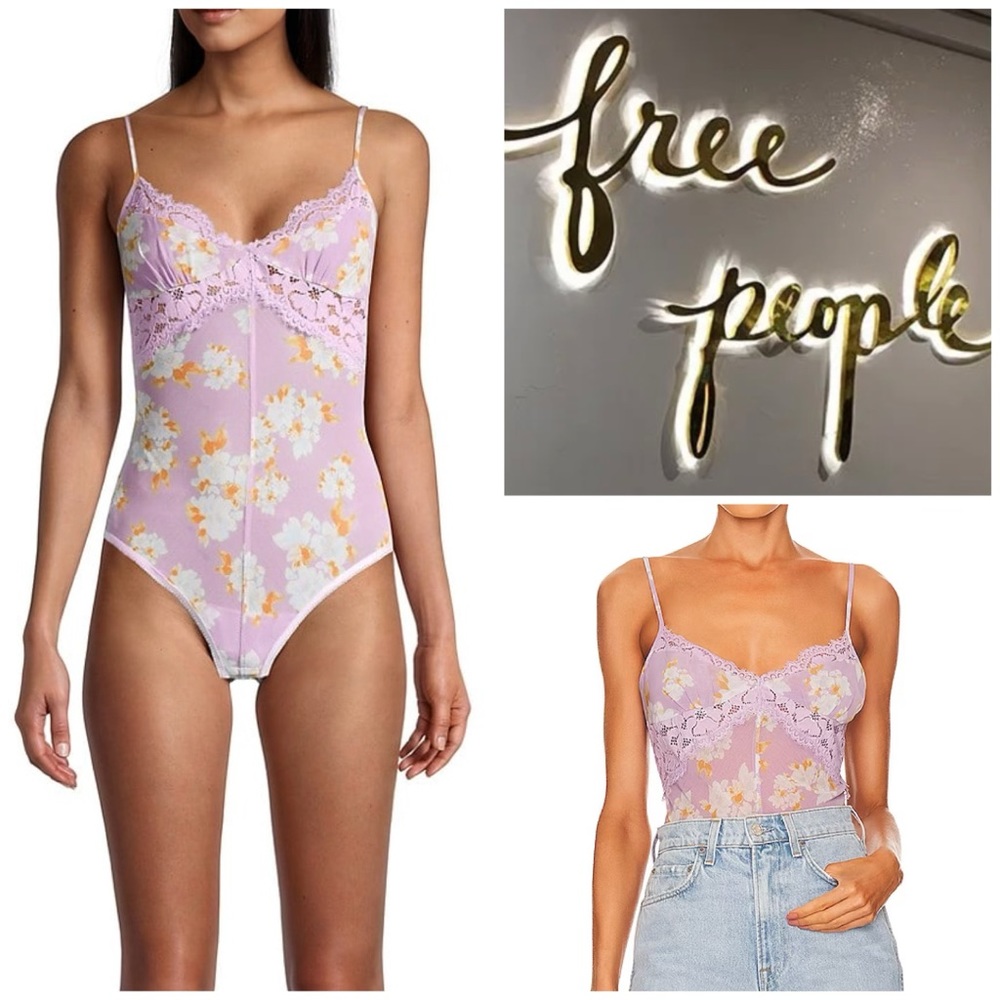 🆕💜 FREE PEOPLE FLORAL LACE BODYSUIT 💜🆕
